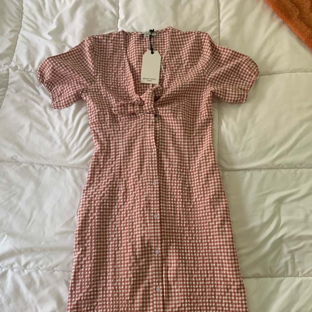 nwt brave soul gingham midi dress